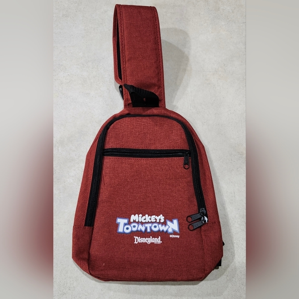 Maroon one Shoulder Backpack Mickeys Toon Town Disneyland HIT